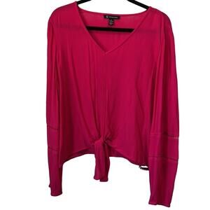 Inc International Concepts V Neck Long Sleeves Barbie Pink! Sz Medium